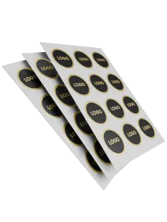 Stickerbogen auf Goldfolie