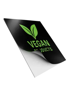 Vegane Aufkleber mit Weißdruck