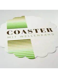 Getränkeuntersetzer aus Airlaid | D 9 cm rund mit Wellenrand | einseitig bedruckt